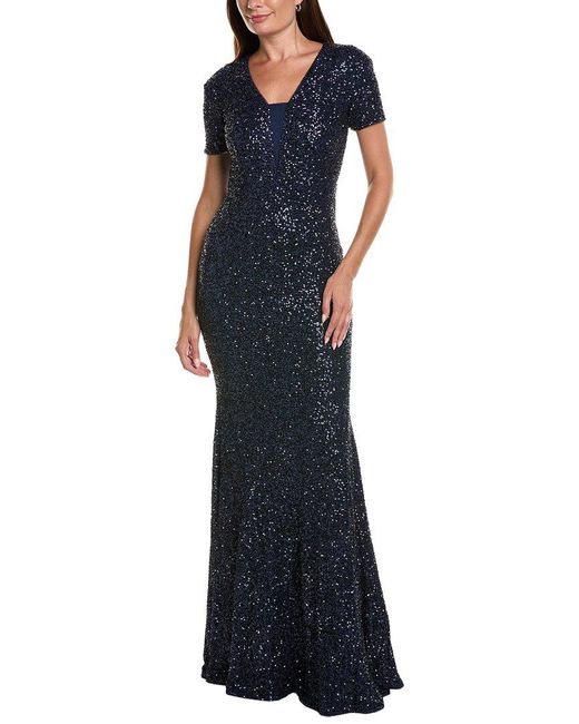 Shani Blue Velvet Sequin Maxi Dress