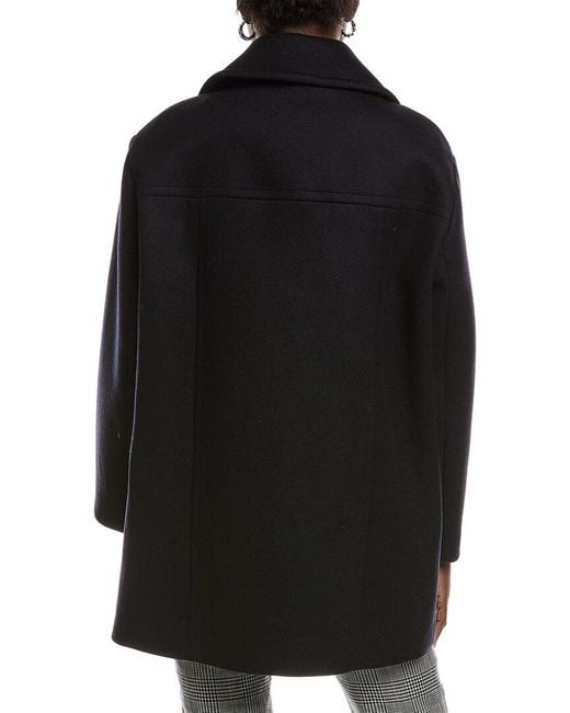 Maje Black Wool-Blend Peacoat