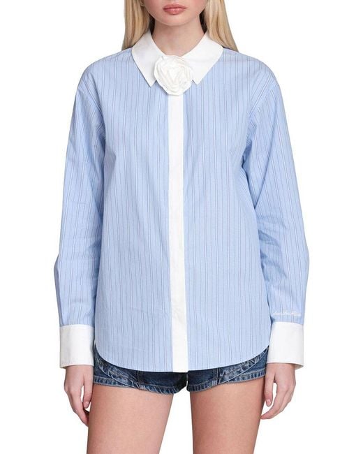 Avec Les Filles Blue Rose French Cuff Menswear Shirt