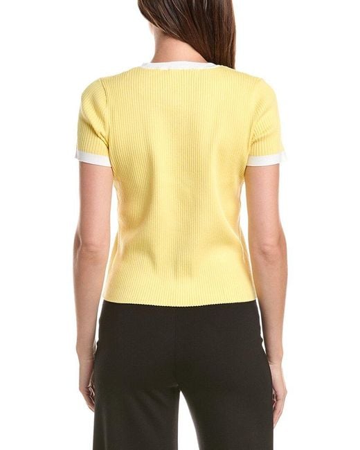 Tahari Yellow Striped Button Cardigan