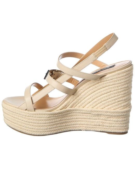 Sergio Rossi Metallic Nora 75 Leather Wedge Sandal