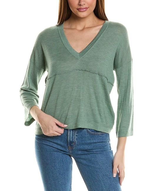 Autumn Cashmere Green Bell Sleeve Cashmere Sweater