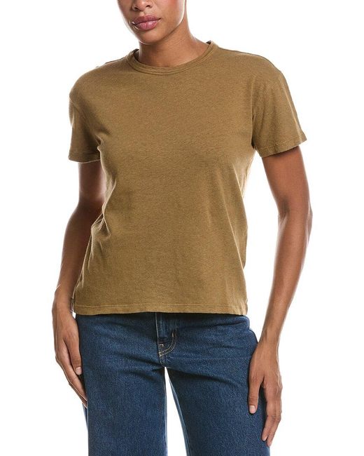 Officine Generale Blue Lara Garment Dye Linen-Blend Top