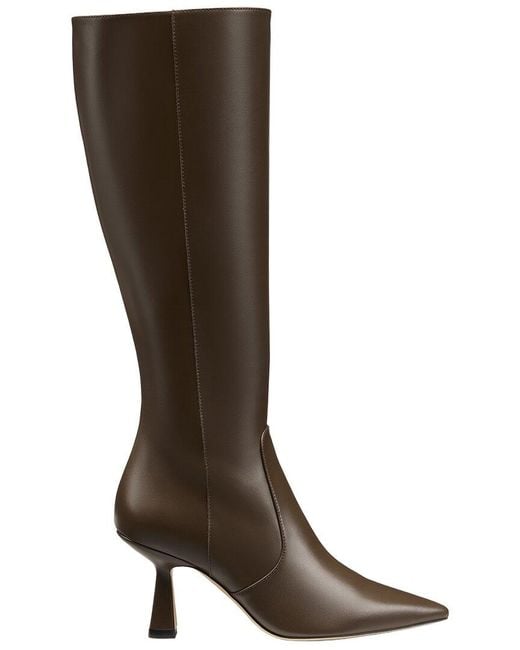 Stuart Weitzman Brown Stuart Supersculpt Zip Leather Boot 75