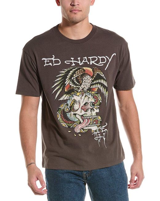 Ed Hardy Black Limited Edition Battle Skull T-shirt for men