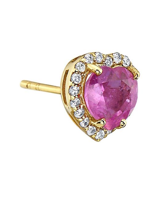 Forever Creations USA Inc. Forever Creations 14k 2.13 Ct. Tw. Diamond & Pink Sapphire Halo Heart Earrings