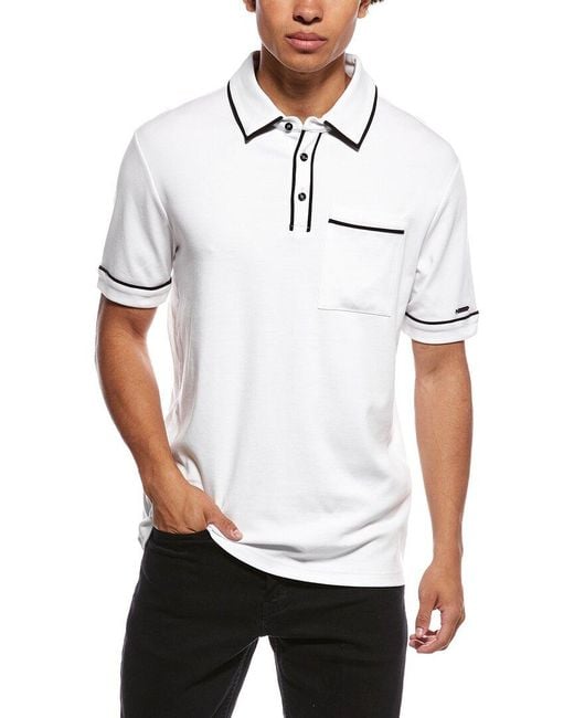 Karl Lagerfeld White Heavy Weight Interlock Polo Shirt for men