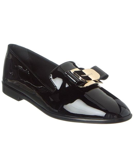 Ferragamo Black New Zamira Patent Loafer