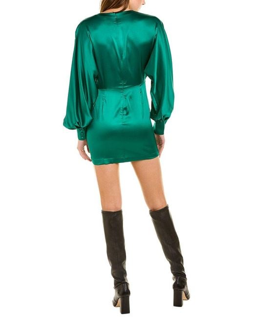 retroféte Green Aubrielle Silk-blend Mini Dress