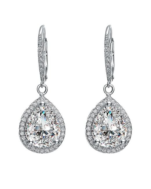 Rachel Glauber Metallic Silver Cz Drop Earrings