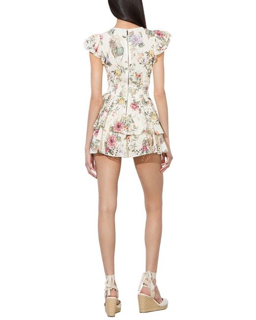 Alice + Olivia White Kessie Ruffle Sleeve Romper