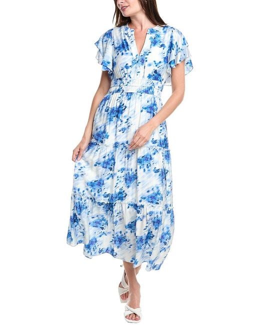 Julia Jordan Blue Berkley Faille Midi Dress