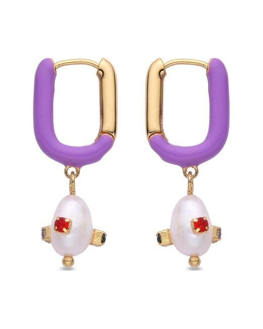 Eye Candy LA Pink Cz Colette Square Earrings