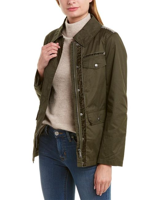 Womens Green Short Waxed Field Jacket 
