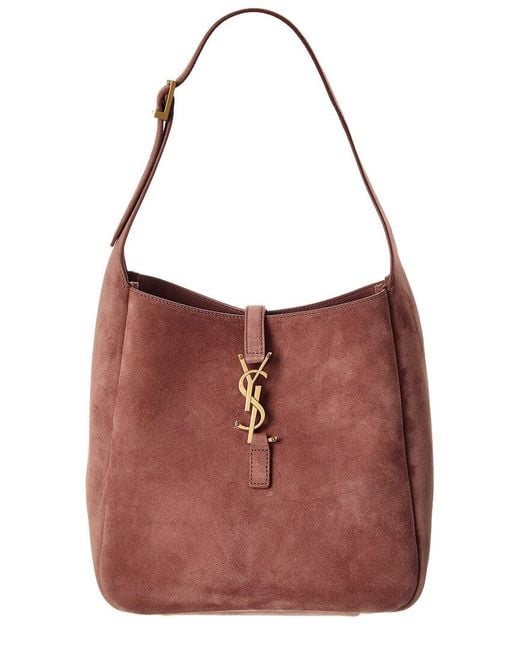 Saint Laurent Red Le 5 A 7 Small Suede Hobo Bag