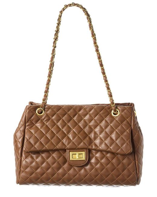 Tiffany & Fred Quilted Leather Tote in Brown Lyst