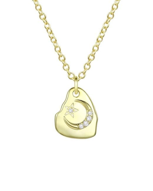 Rachel Glauber Metallic 14k Plated Cz Pendant Necklace