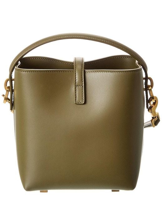 Saint Laurent Green Le 37 Mini Leather Bucket Bag