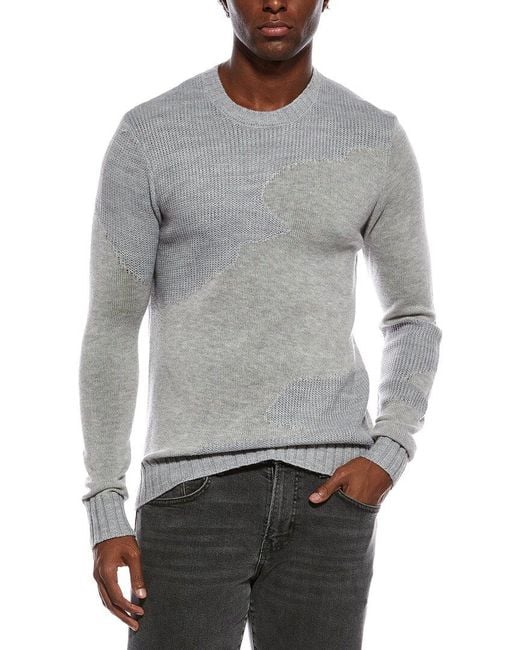 John Varvatos Gray Rector Wool-Blend Crewneck Sweater for men