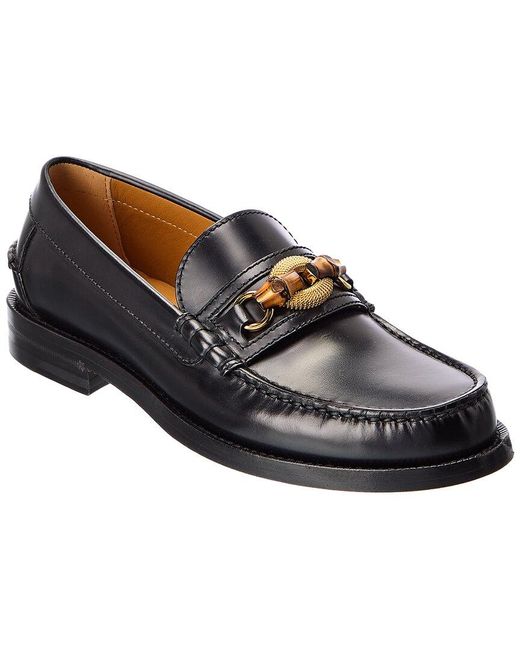 Gucci Black Bamboo Horsebit Leather Loafer