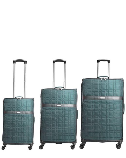 Adrienne Vittadini Blue Quilted Collection 3pc Luggage Set
