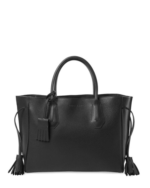 Longchamp Black Penelope Medium Leather Tote