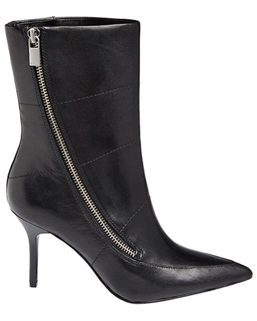 Reiss Black Hoxton Leather Mid Boot
