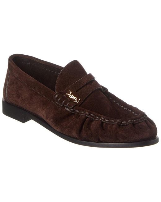 Saint Laurent Brown Le Loafer Suede Moccasin