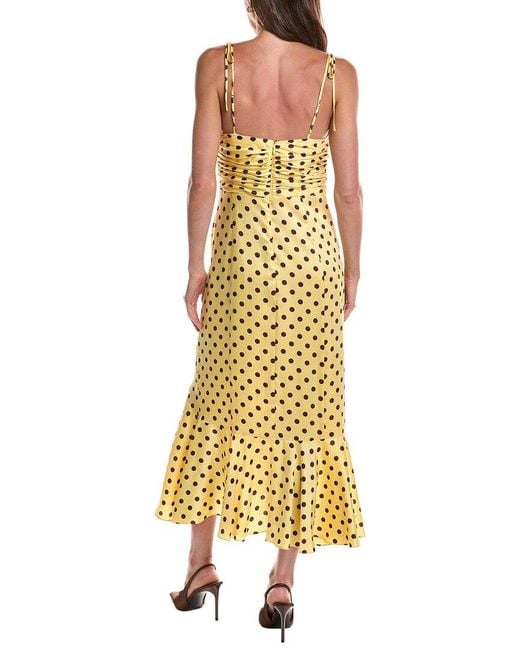 Cinq À Sept Yellow Camille Polka Dot Mireya Midi Dress