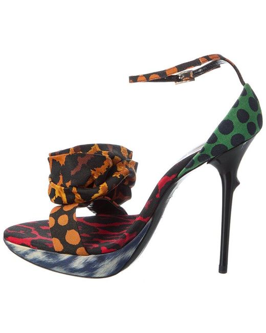 Roger Vivier Multicolor Rose Grosgrain Platform Sandal