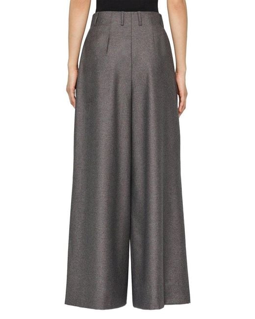 Lafayette 148 New York Gray Warren Inverted Pleat Wool-Blend Wide Leg Pant