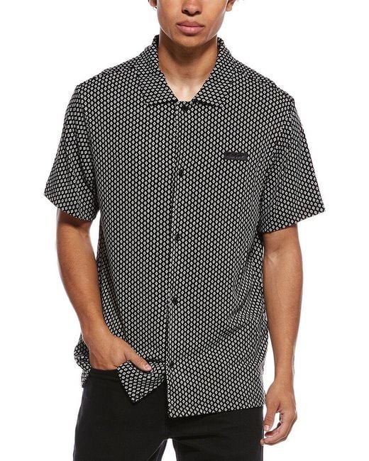 Karl Lagerfeld Gray Diamond Pattern Jacquard Shirt for men