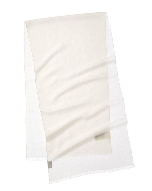 Gucci White Logo Jacquard Wool & Silk-blend Scarf