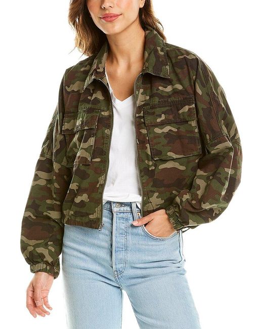 Hudson Jeans Denim Cropped Military Jacket in Green Lyst