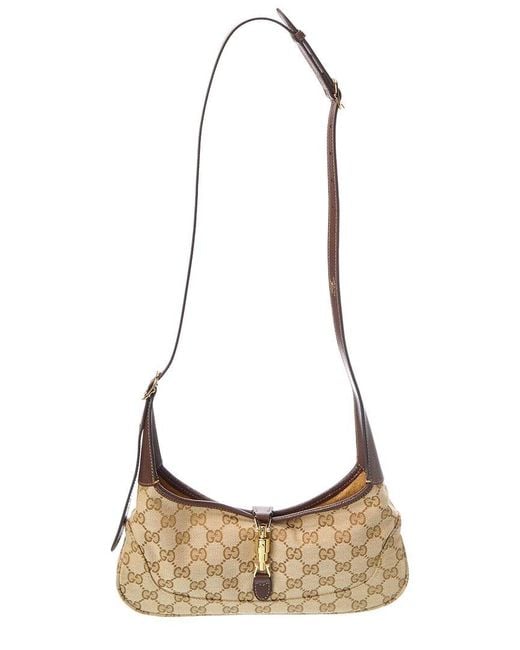Gucci White Jackie Slim Medium Canvas & Leather Hobo Bag