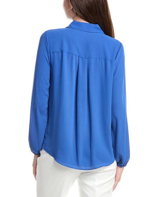 Tahari Blue Button-Down Blouse