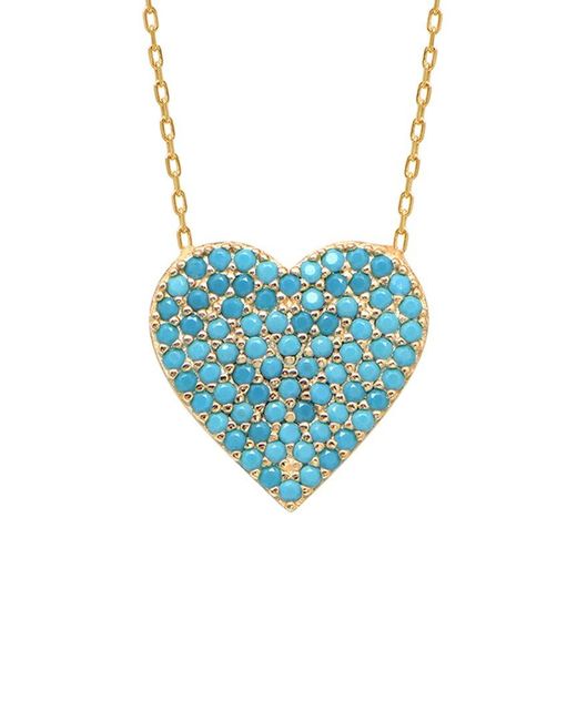 Gabi Rielle Blue 14k Over Silver Cz Heart Necklace