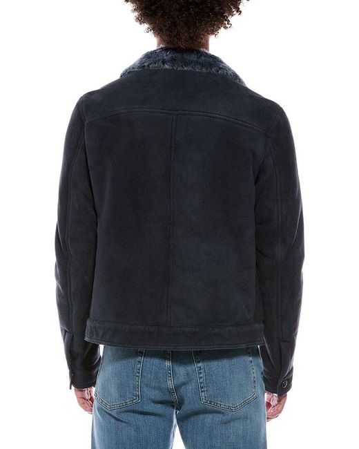 Isaia Blue Suede Trucker Jacket for men