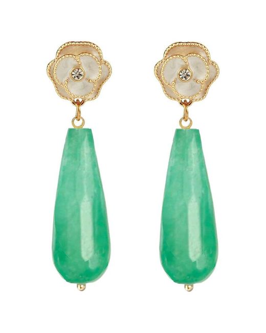Liv Oliver Green 18k Plated 50.00 Ct. Tw. Jade Cz Earrings