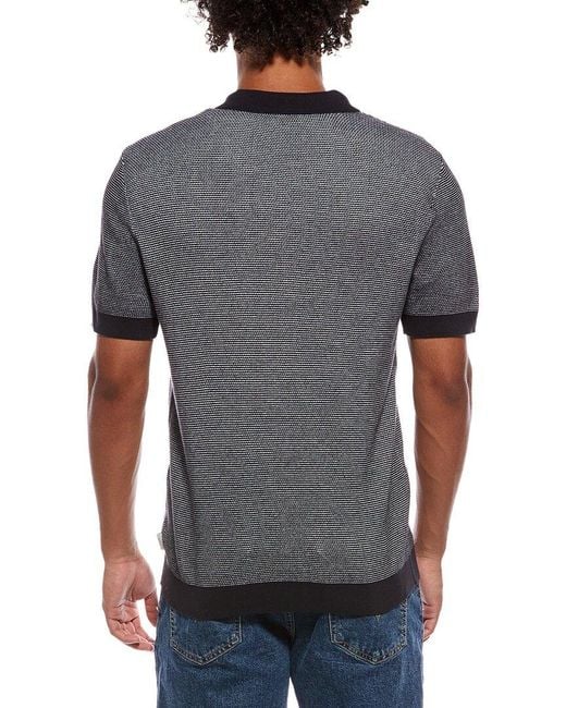 Onia Gray Textured Johnny Collar Polo Shirt for men