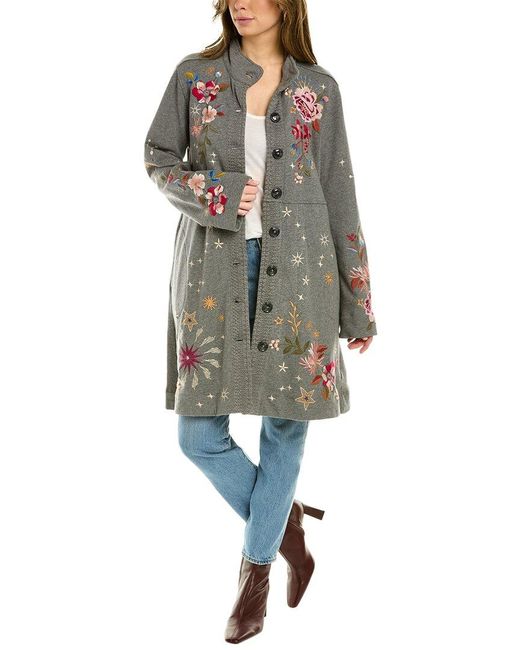 Johnny Was Celestin French Terry Military Jacket in Gray Lyst