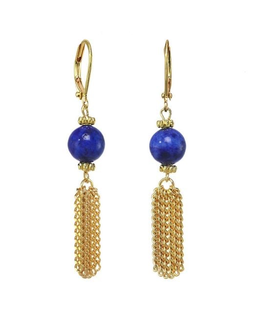 Rachel Reinhardt Jewelry 14k Plated Blue Lapis Fringe Earrings