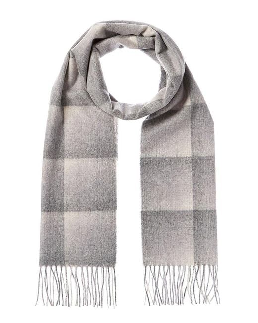 Amicale Cashmere Gray Ombre Grid Cashmere Scarf