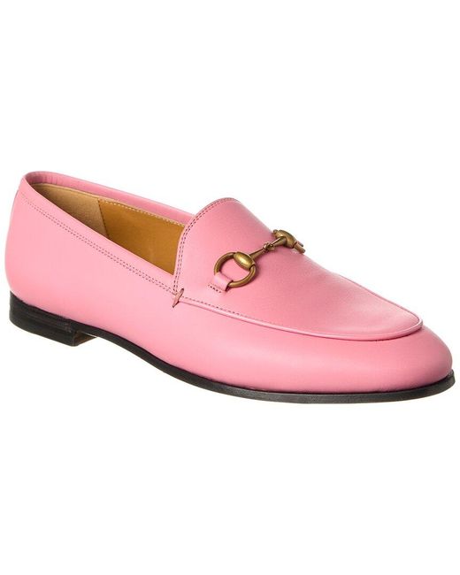 Gucci Jordaan Leather Loafer in Pink | Lyst
