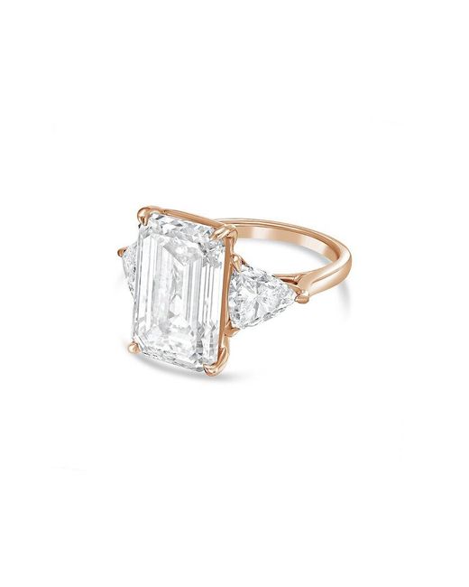 Diana M White Diana M. 14K Rose 4.70 Ct. Tw. Lab-Grown Diamond Three-Stone Ring