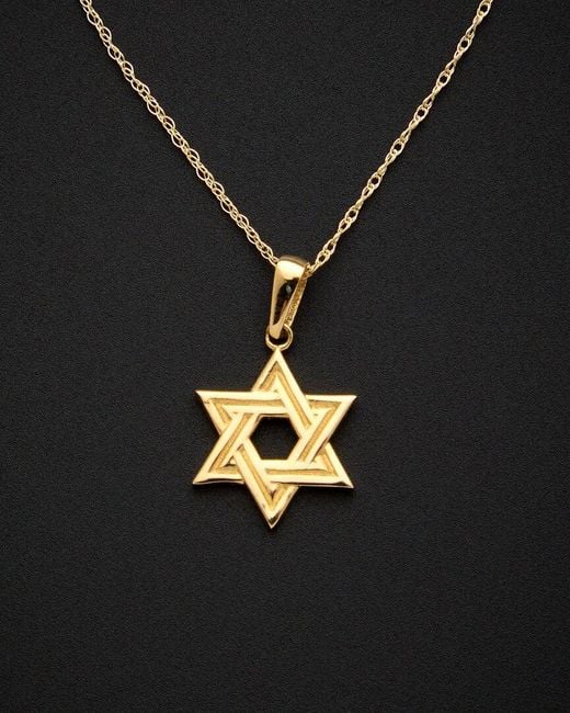 Italian Gold Black 14k Star Of David Pendant Necklace