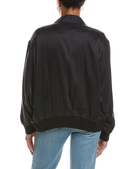 Chaser Brand Black Silky Twill Johnny Zip Up Sweater