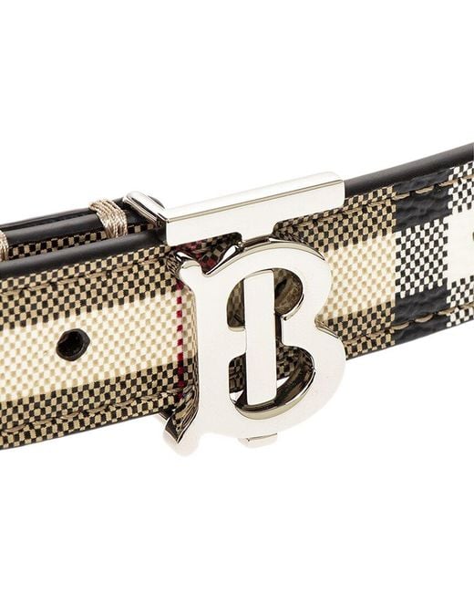 Burberry Metallic Check Tb E-canvas & Leather Belt