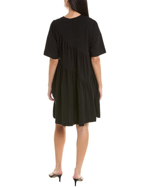 Alpha Studio Black Shirred T-Shirt Dress