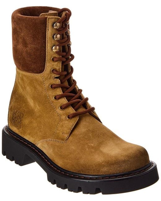 Loewe Sierra Suede Combat Boot in Brown Lyst UK